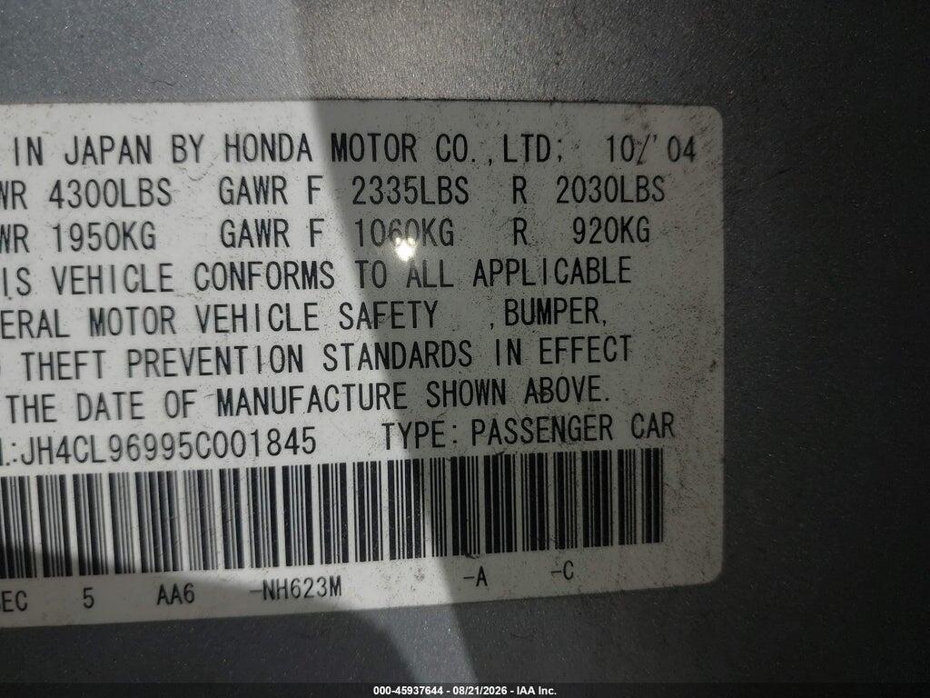 JH4CL96995C001845 2005 ACURA TSX photo no. 9