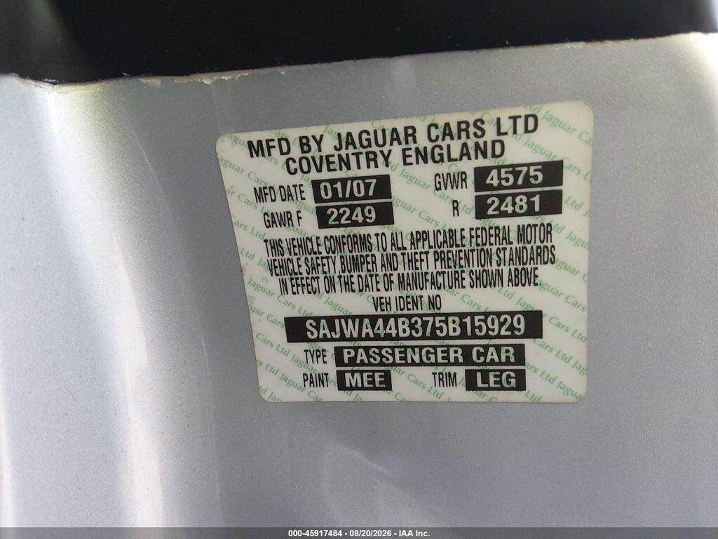 SAJWA44B375B15929 2007 JAGUAR XK photo no. 9