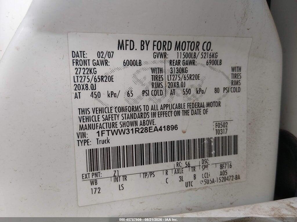1FTWW31R28EA41896 2008 FORD SUPER DUTY F-350 SRW photo no. 8