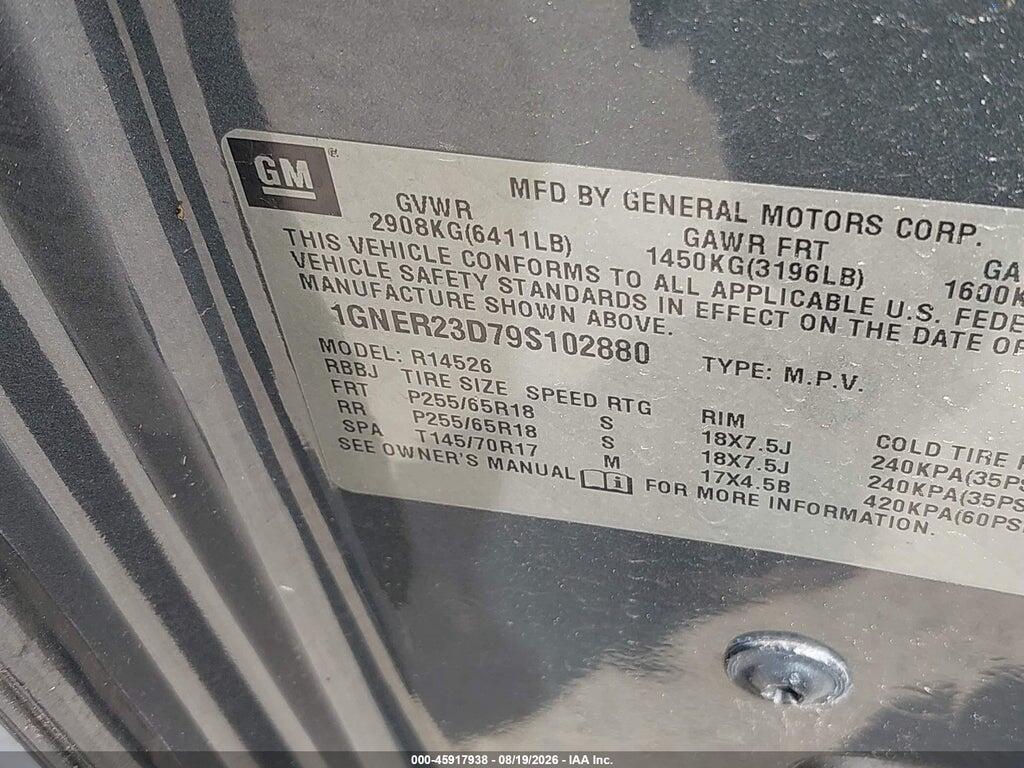 1GNER23D79S102880 2009 CHEVROLET TRAVERSE photo no. 9
