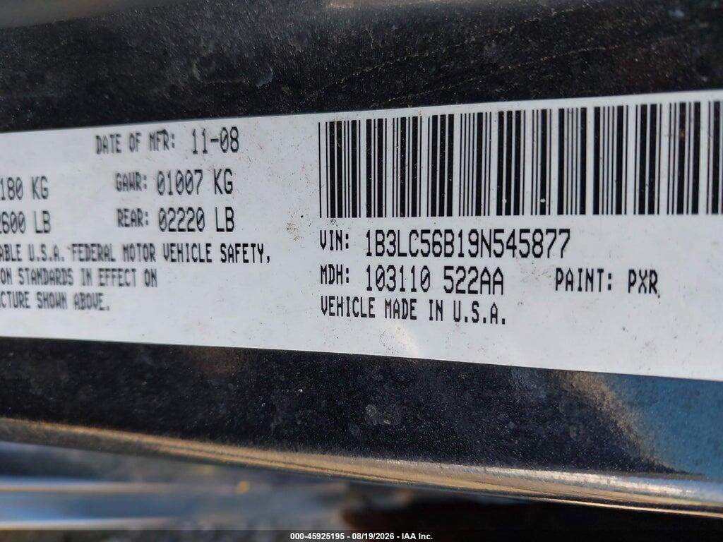 1B3LC56B19N545877 2009 DODGE AVENGER photo no. 9