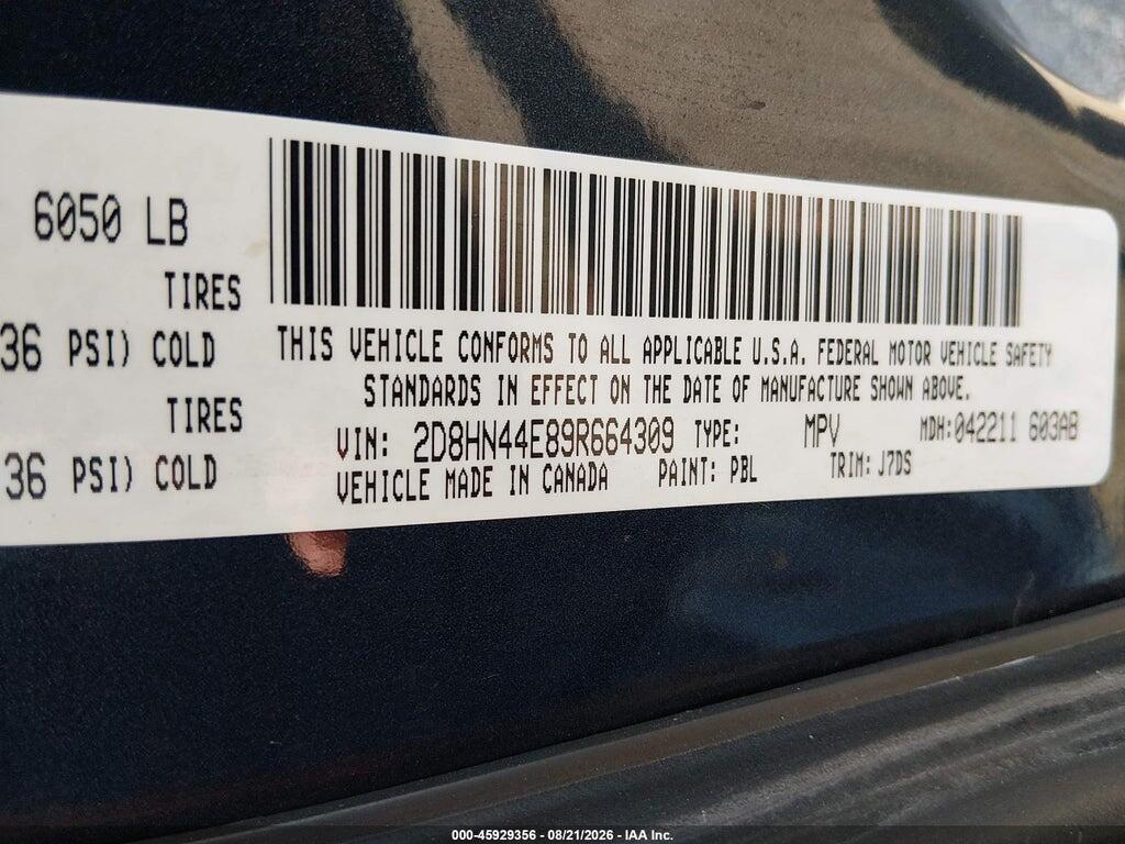 2D8HN44E89R664309 2009 DODGE GRAND CARAVAN photo no. 9