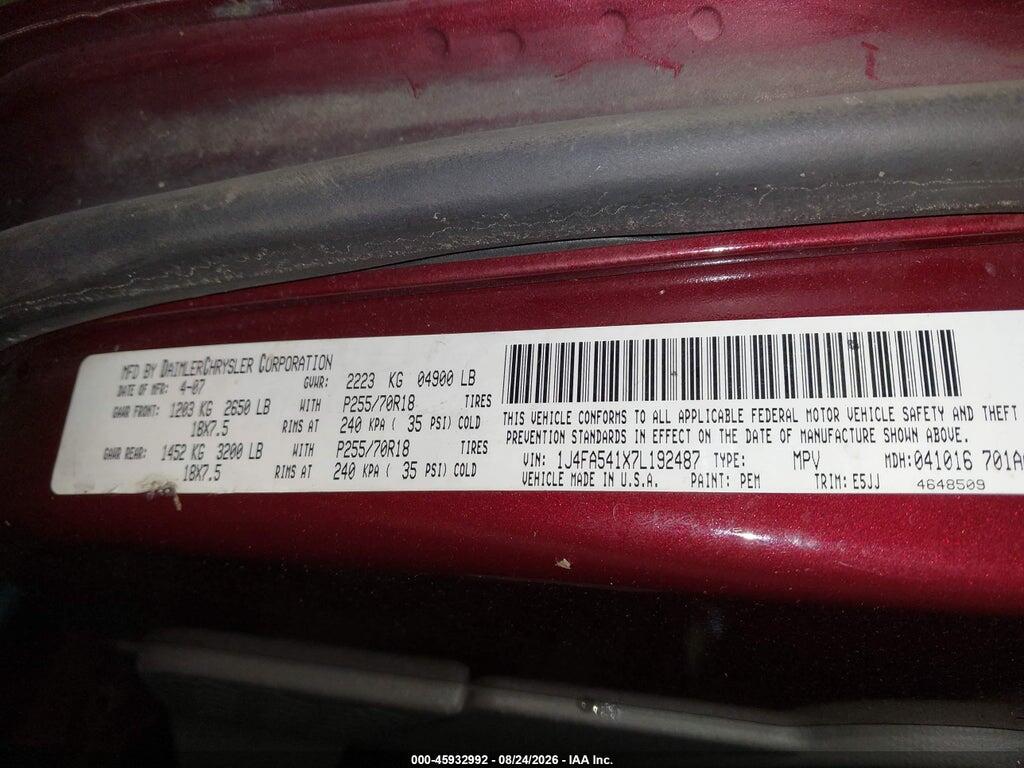1J4FA541X7L192487 2007 JEEP WRANGLER photo no. 9