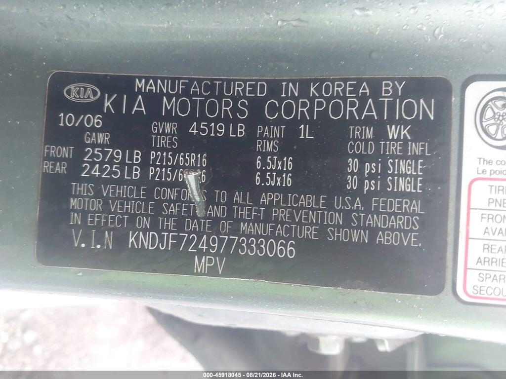 KNDJF724977333066 2007 KIA SPORTAGE photo no. 9