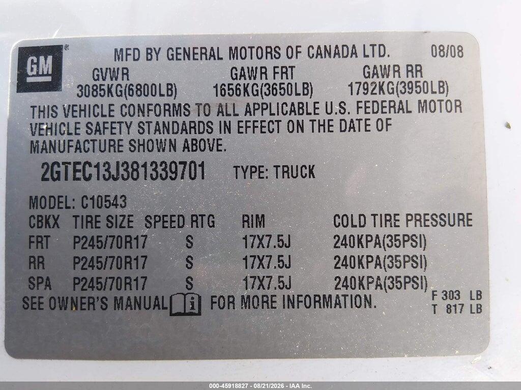 2GTEC13J381339701 2008 GMC SIERRA 1500 photo no. 9