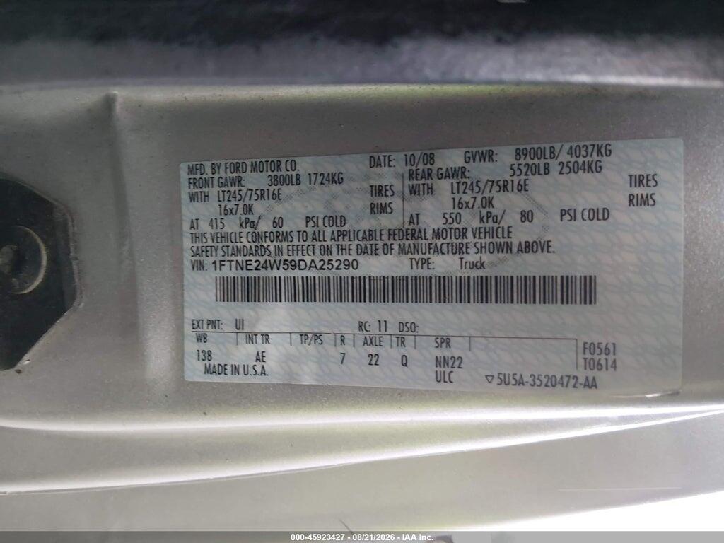 1FTNE24W59DA25290 2009 FORD ECONOLINE photo no. 9