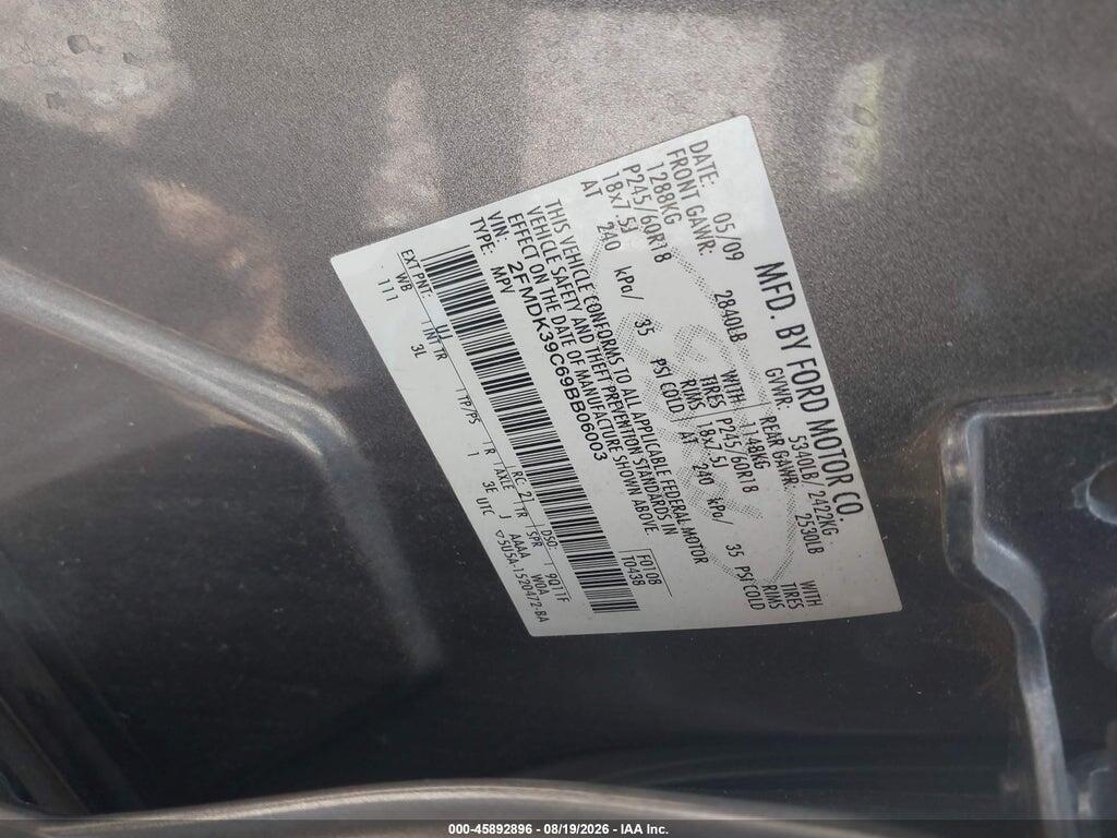 2FMDK39C69BB06003 2009 FORD EDGE photo no. 9