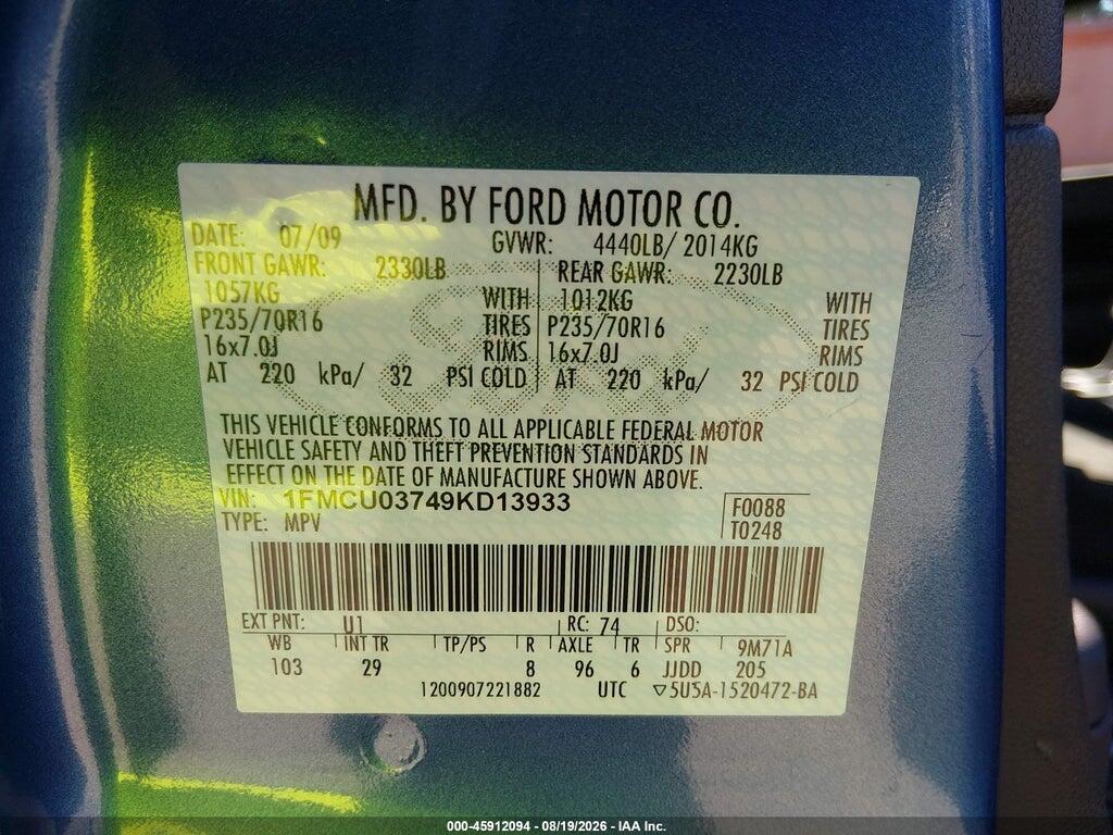 1FMCU03749KD13933 2009 FORD ESCAPE photo no. 9