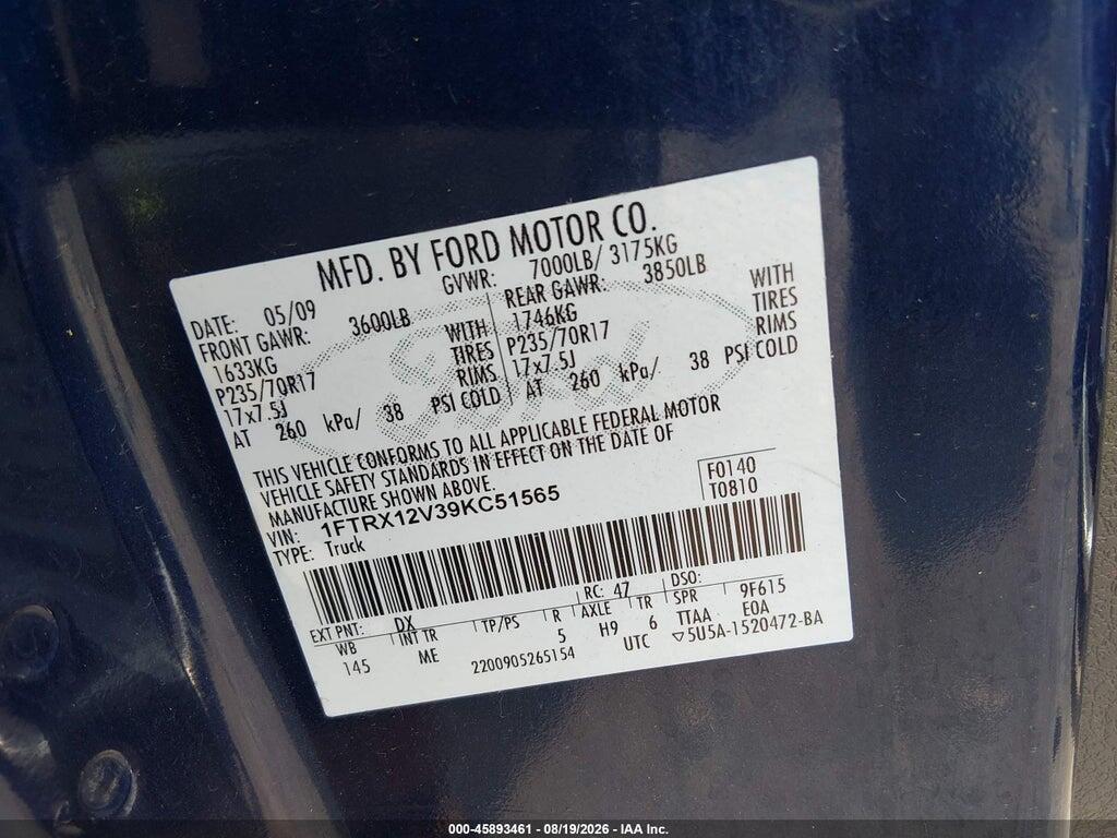 1FTRX12V39KC51565 2009 FORD F-150 photo no. 9