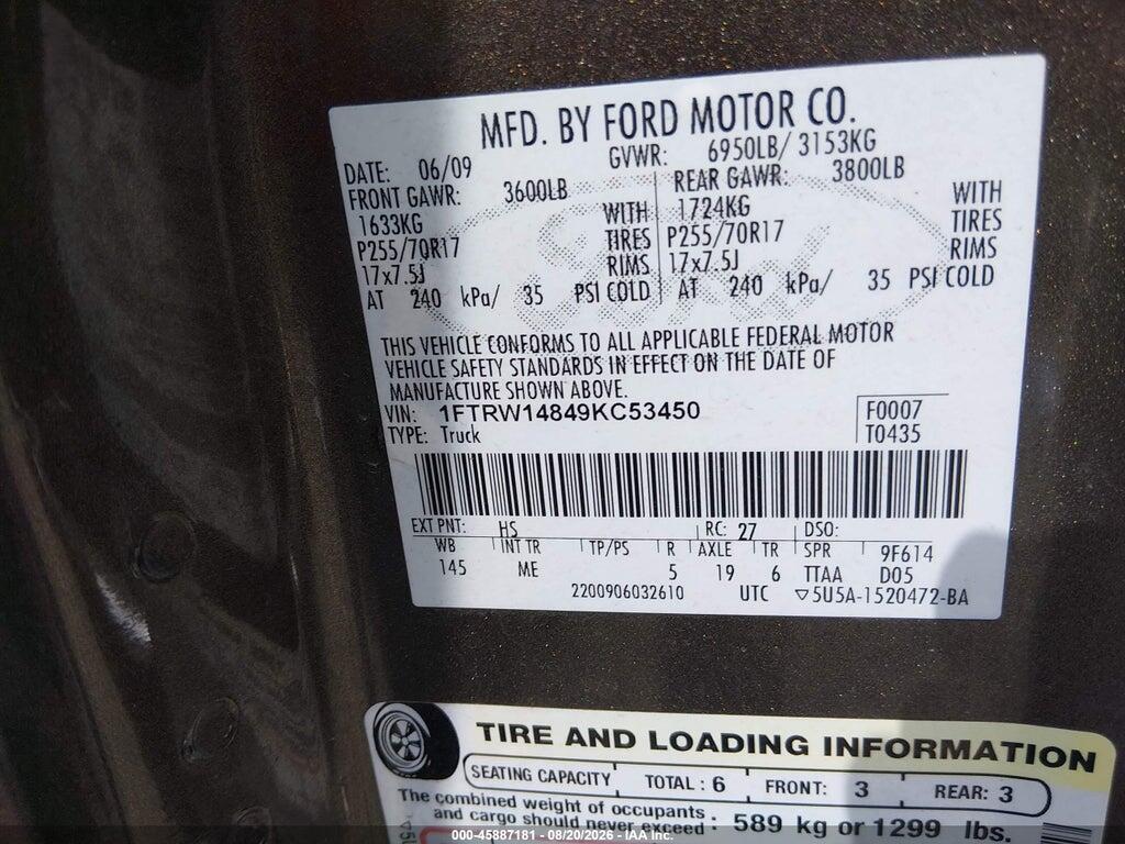1FTRW14849KC53450 2009 FORD F-150 photo no. 9