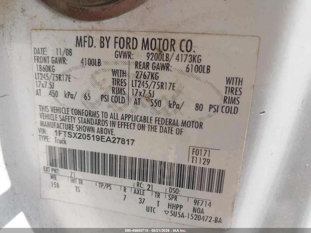 1FTSX20519EA27817 2009 FORD SUPER DUTY F-250 SRW photo no. 9
