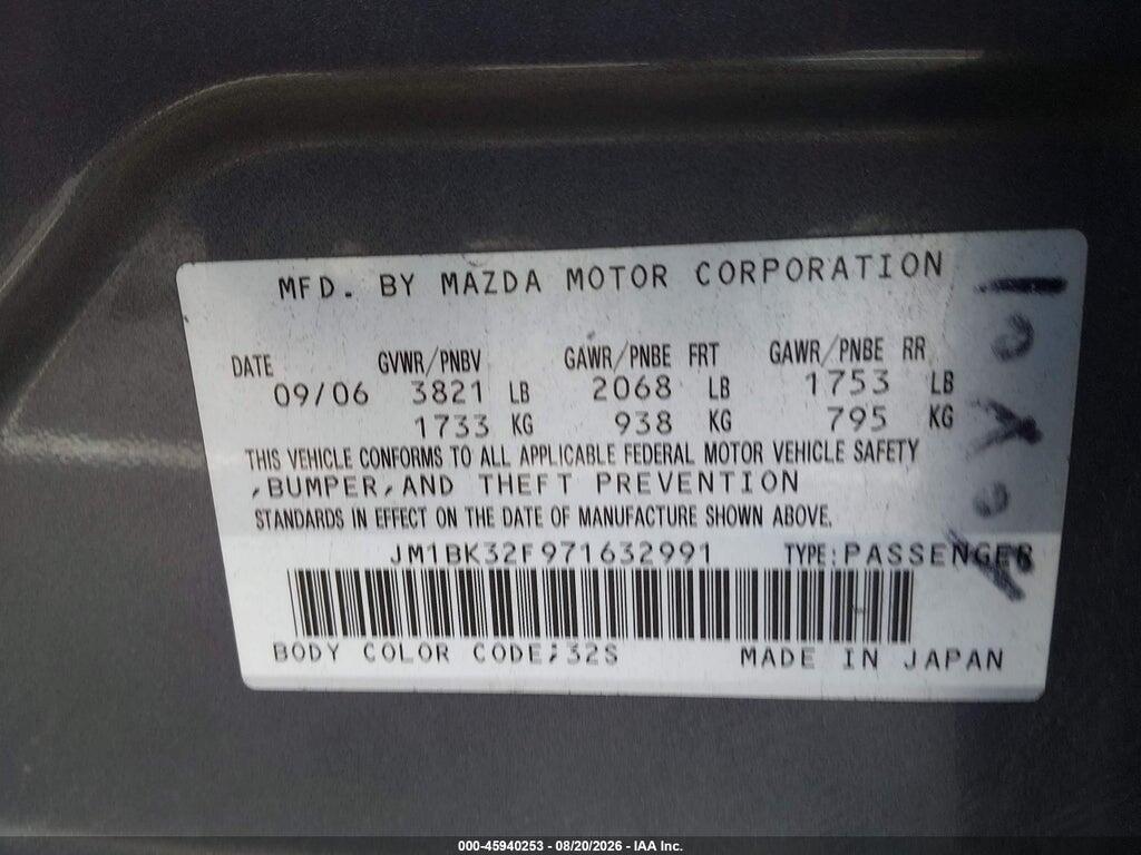 JM1BK32F971632991 2007 MAZDA MAZDA3 photo no. 9
