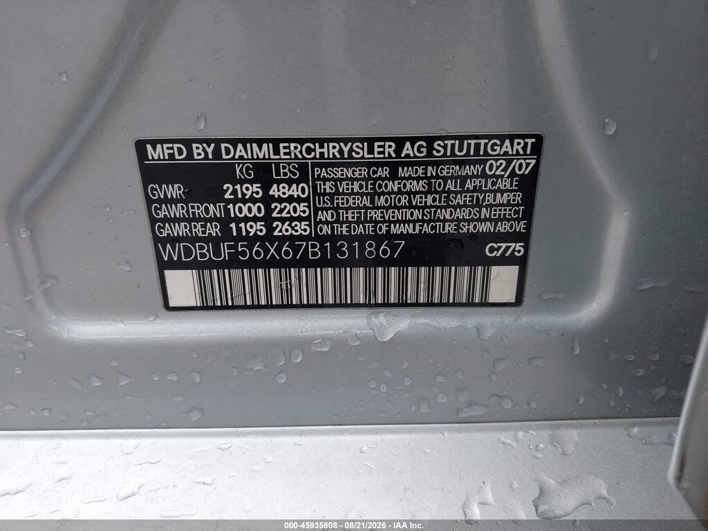 WDBUF56X67B131867 2007 MERCEDES-BENZ E 350 photo no. 9
