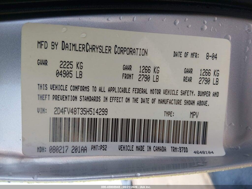 2D4FV48T35H514299 2005 DODGE MAGNUM photo no. 9