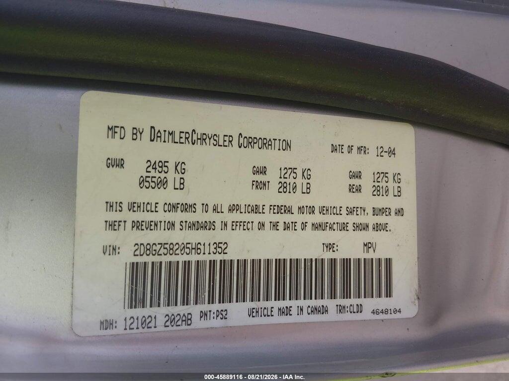 2D4FV48T65H161752 2005 DODGE MAGNUM photo no. 9