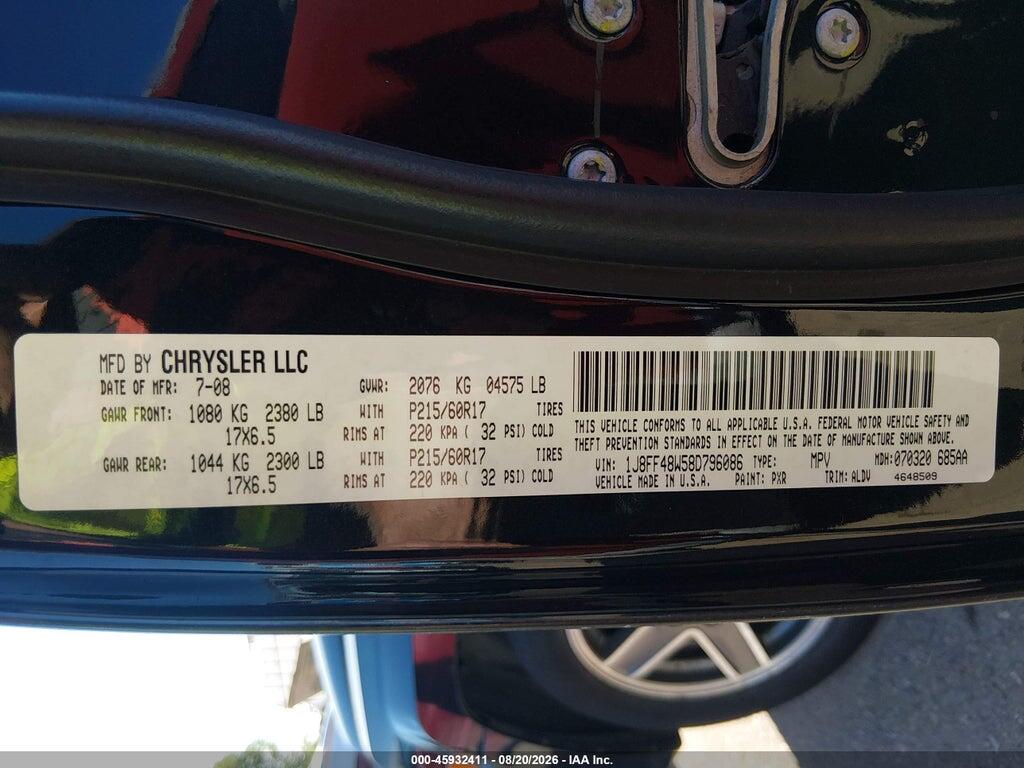 1J8FF48W58D796086 2008 JEEP PATRIOT photo no. 9