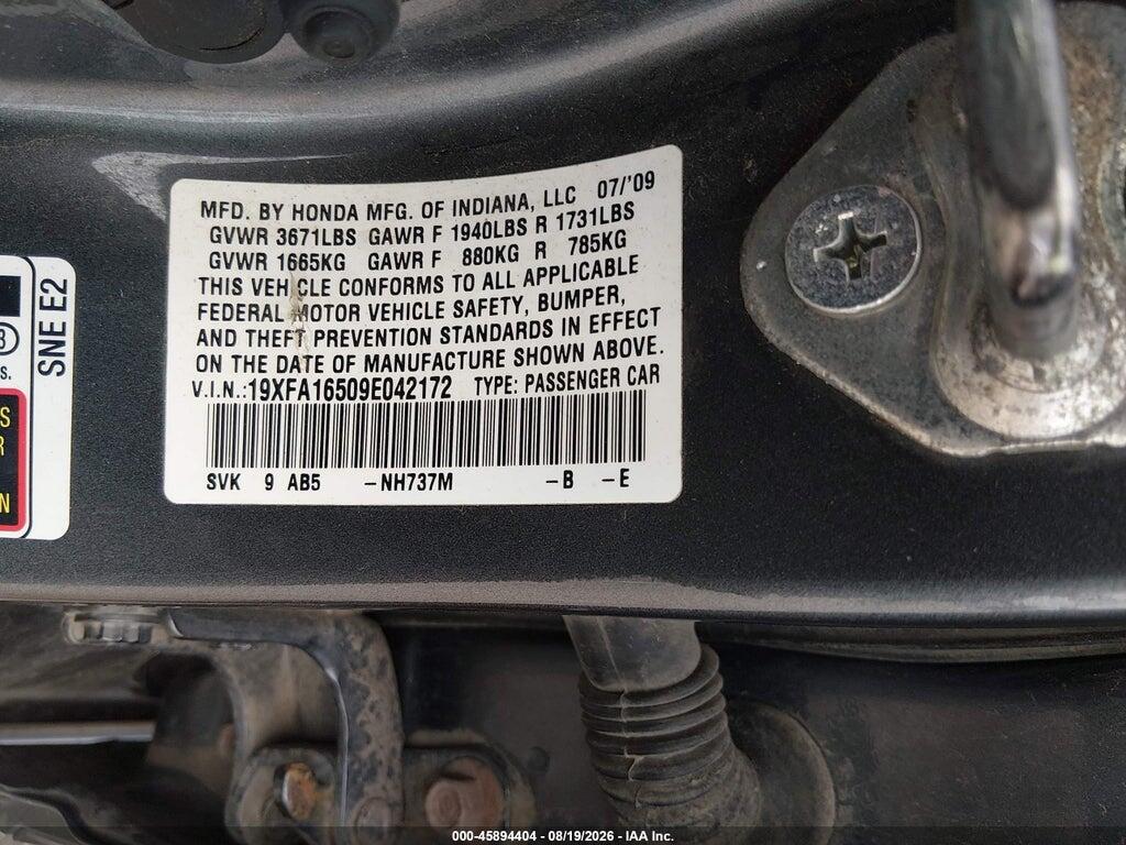19XFA16509E042172 2009 HONDA CIVIC photo no. 9