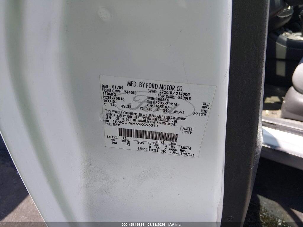 1FMCU96H65KC96510 2005 FORD ESCAPE photo no. 9