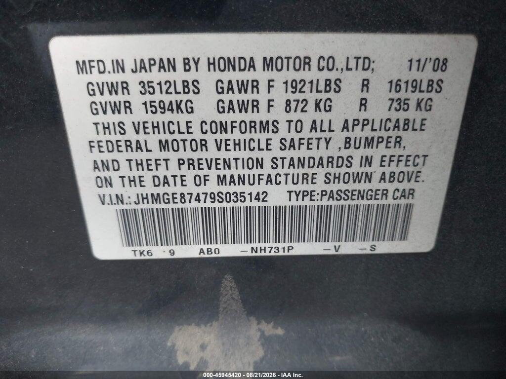 JHMGE87479S035142 2009 HONDA FIT photo no. 9