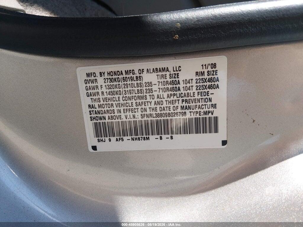 5FNRL38809B026798 2009 HONDA ODYSSEY photo no. 9