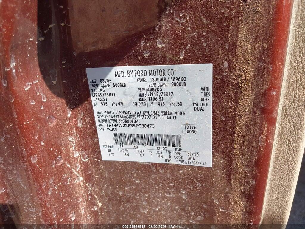 1FTWW33P85EC80473 2005 FORD F-350 photo no. 9