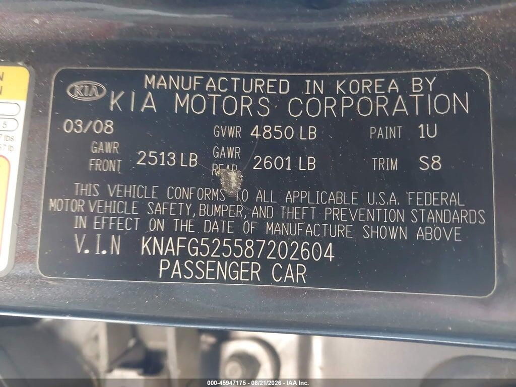 KNAFG525587202604 2008 KIA RONDO photo no. 9