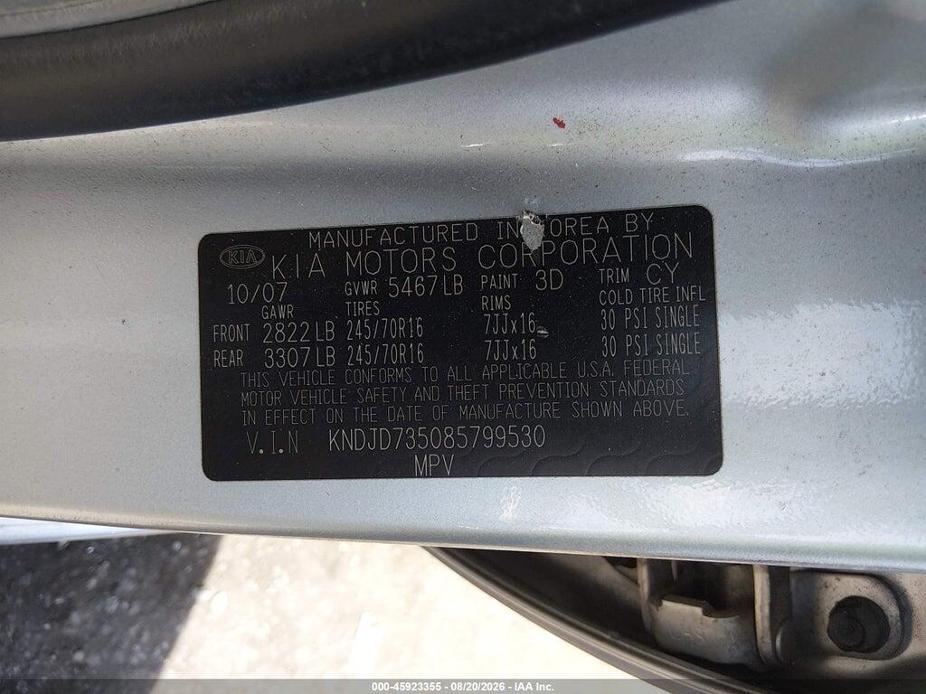 KNDJD735085799530 2008 KIA SORENTO photo no. 9