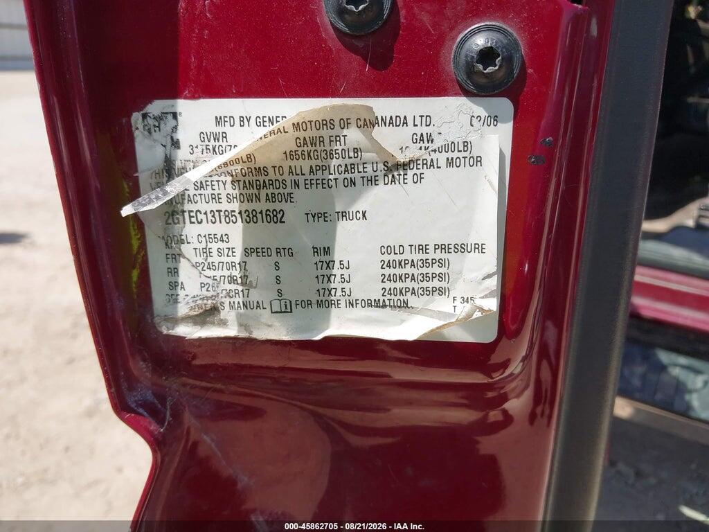 2GTEC13T851381682 2005 GMC SIERRA 1500 photo no. 9