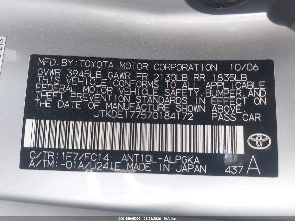 JTKDE177570184172 2007 SCION TC photo no. 9