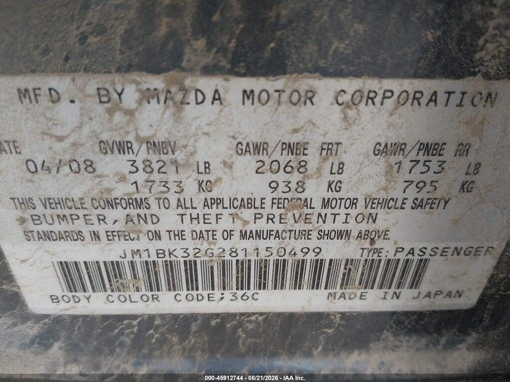 JM1BK32G281150499 2008 MAZDA MAZDA3 photo no. 9