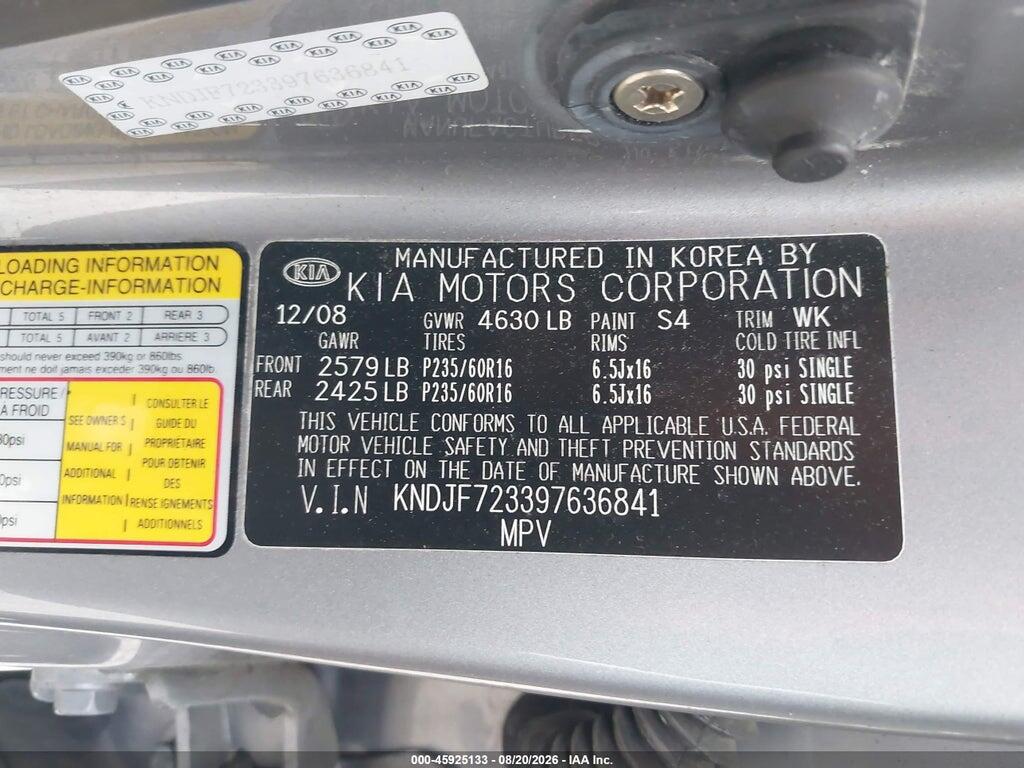 KNDJF723397636841 2009 KIA SPORTAGE photo no. 9