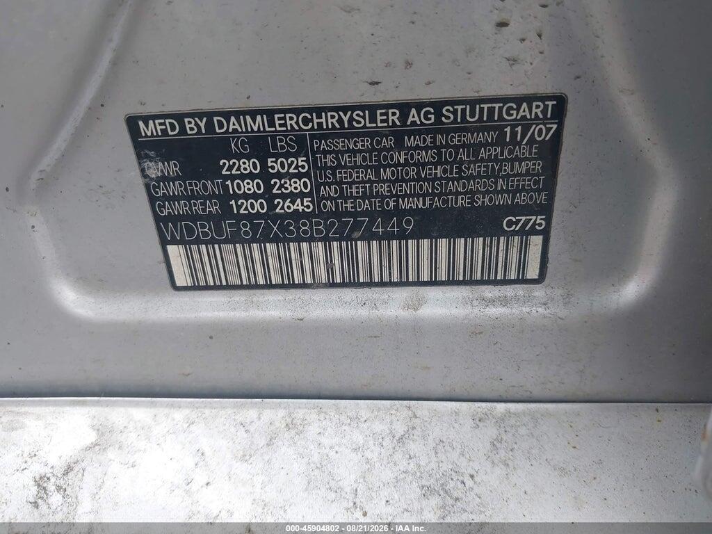 WDBUF87X38B277449 2008 MERCEDES-BENZ E 350 photo no. 9