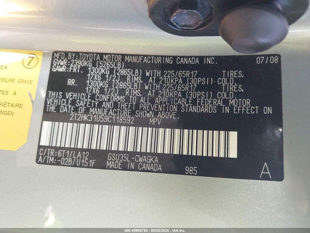 2T2HK31U59C118592 2009 LEXUS RX 350 photo no. 9