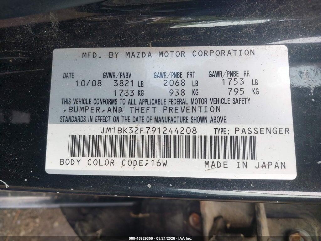 JM1BK32F791244208 2009 MAZDA MAZDA3 photo no. 9