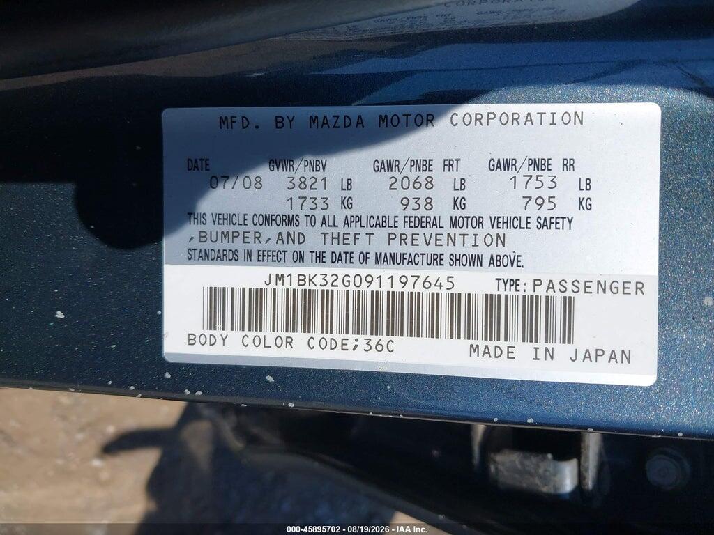 JM1BK32G091197645 2009 MAZDA 3 photo no. 9