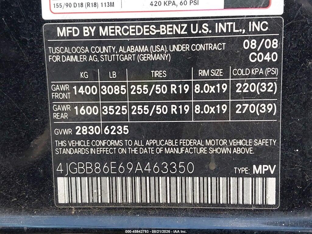 4JGBB86E69A463350 2009 MERCEDES-BENZ ML 350 photo no. 9