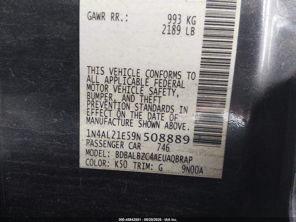 1N4AL21E59N508889 2009 NISSAN ALTIMA photo no. 9