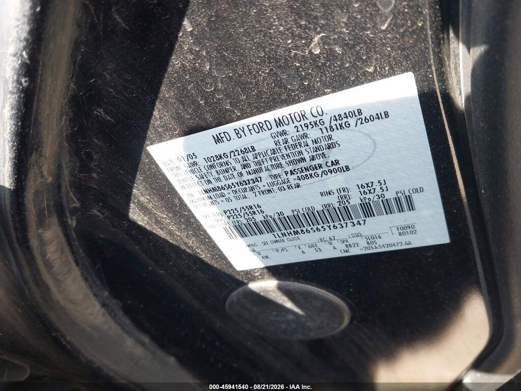 1LNHM86S65Y637347 2005 LINCOLN LS photo no. 9