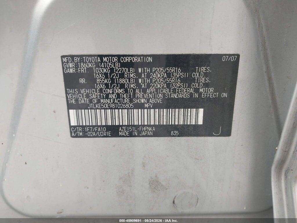 JTLKE50E981026805 2008 SCION XB photo no. 9
