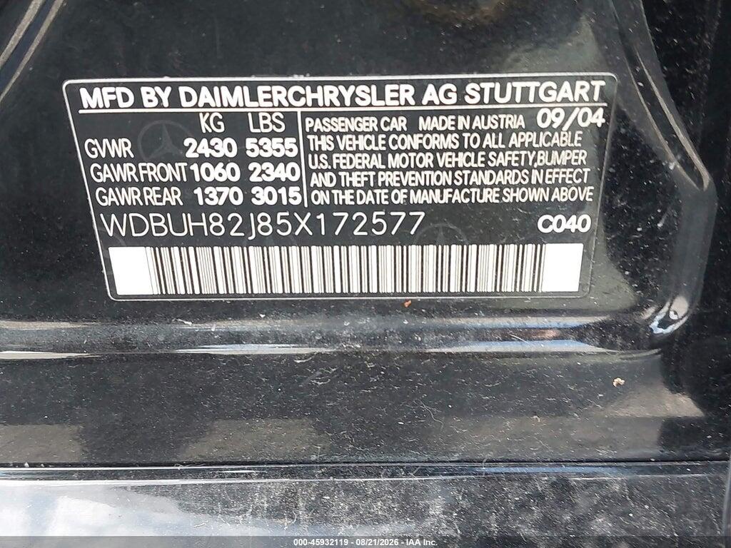 WDBUH82J85X172577 2005 MERCEDES-BENZ E 320 photo no. 9