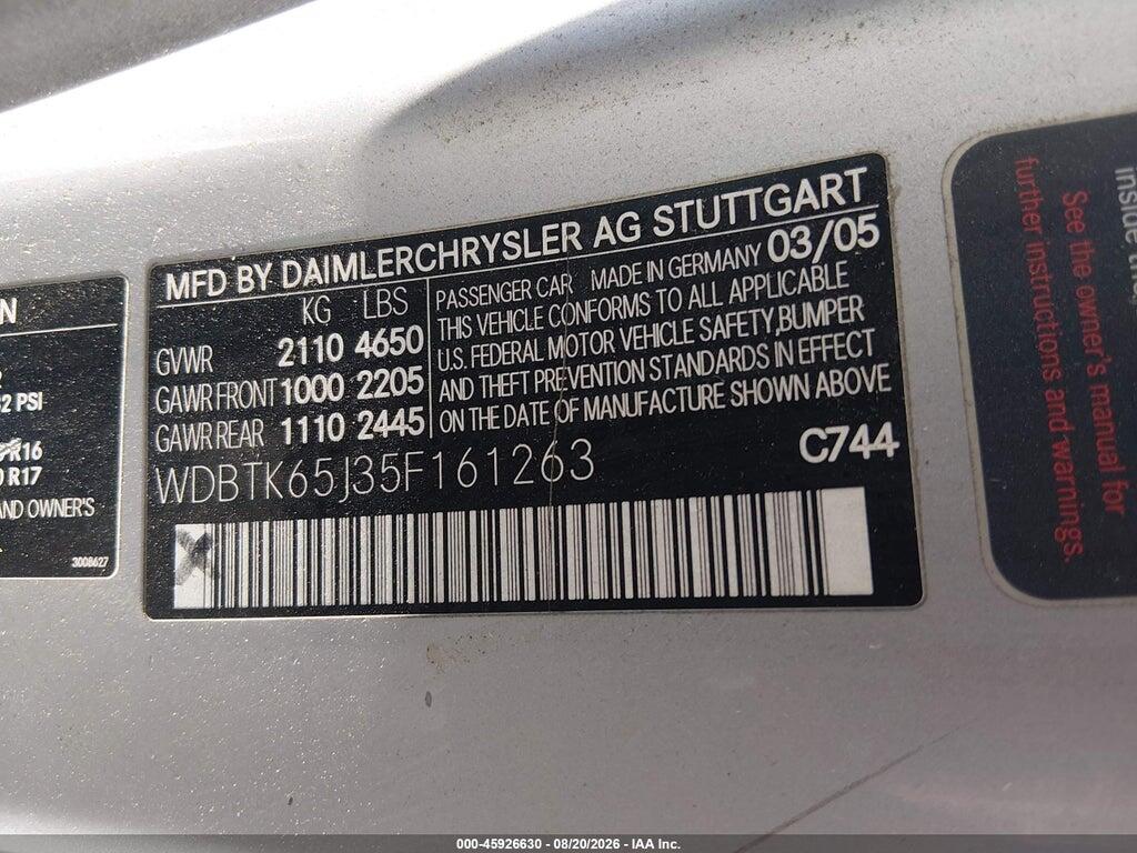 WDBTK65J35F161263 2005 MERCEDES-BENZ CLK 320 photo no. 9