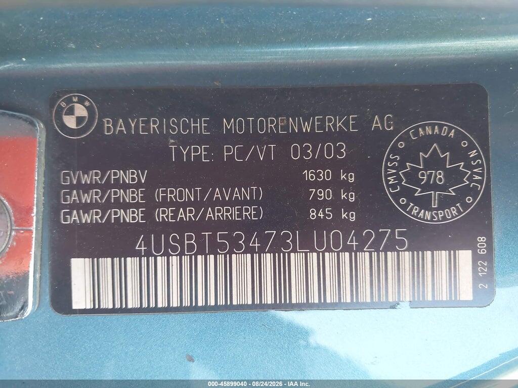 4USBT53473LU04275 2003 BMW Z4 photo no. 9