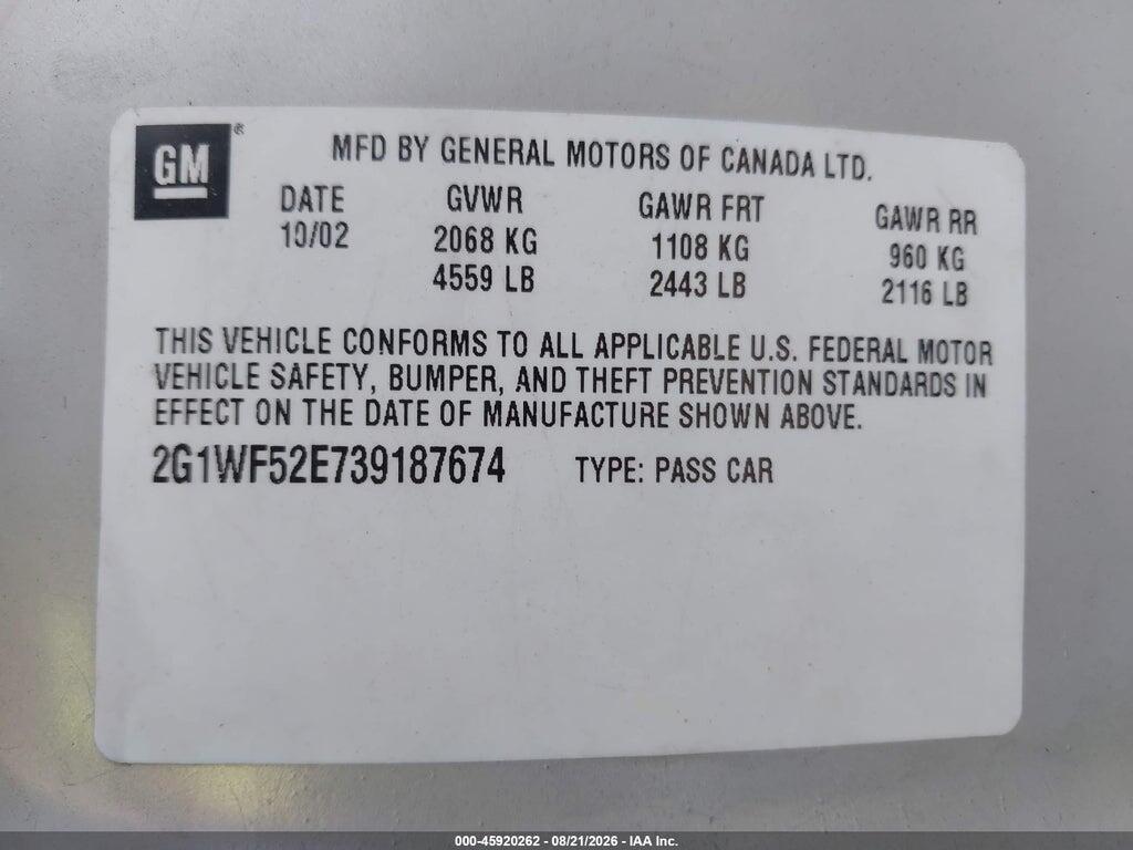 2G1WF52E739187674 2003 CHEVROLET IMPALA photo no. 9