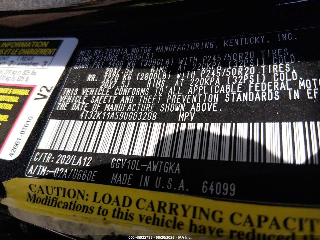 4T3ZK11A59U003208 2009 TOYOTA VENZA photo no. 9