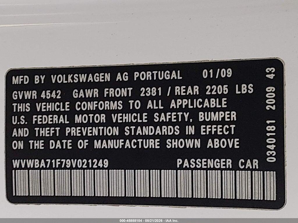WVWBA71F79V021249 2009 VOLKSWAGEN EOS photo no. 9