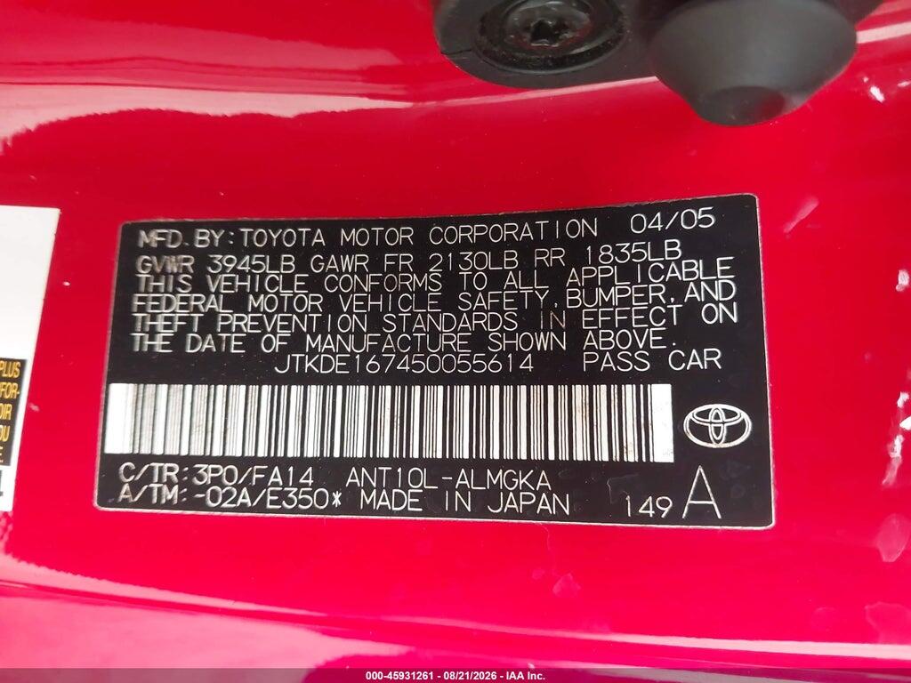JTKDE167450055614 2005 SCION TC photo no. 9