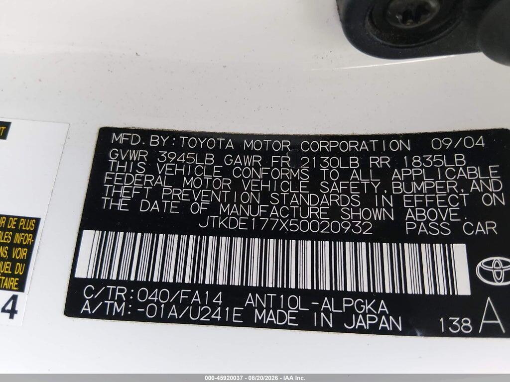 JTKDE177X50020932 2005 SCION TC photo no. 9