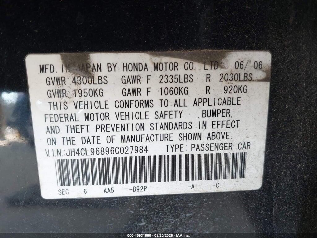 JH4CL96896C027984 2006 ACURA TSX photo no. 9