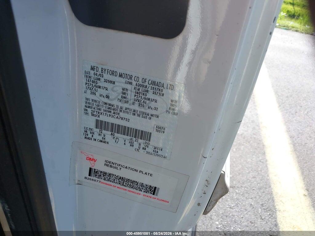 2FTRX17L93CA78752 2003 FORD F-150 photo no. 9