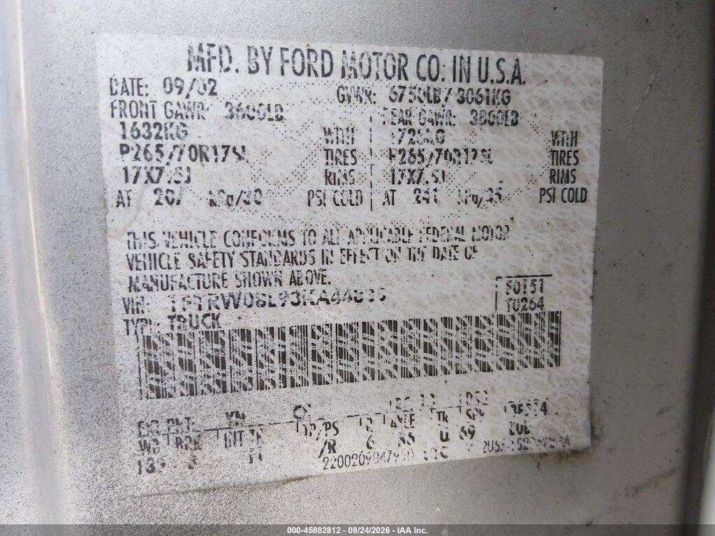 1FTRW08L93KA44835 2003 FORD F-150 photo no. 9
